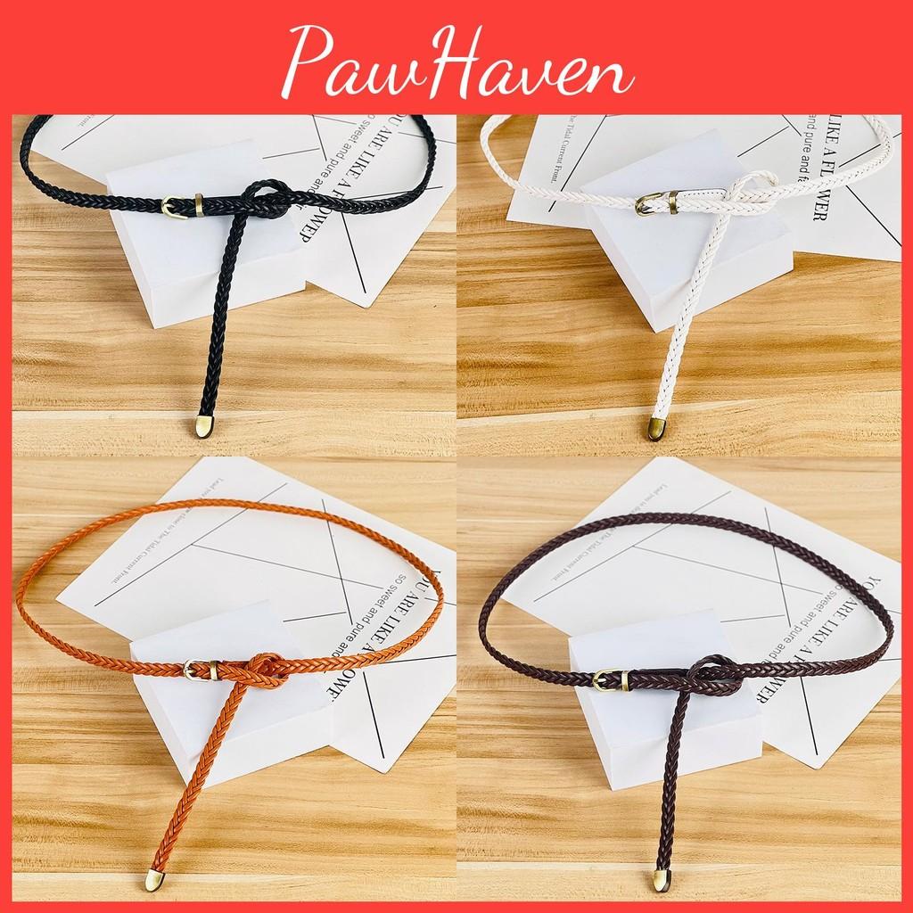 Ladies Non Punched Woven Needle Buckle Slim Belt Dress Accessories Summer Retro