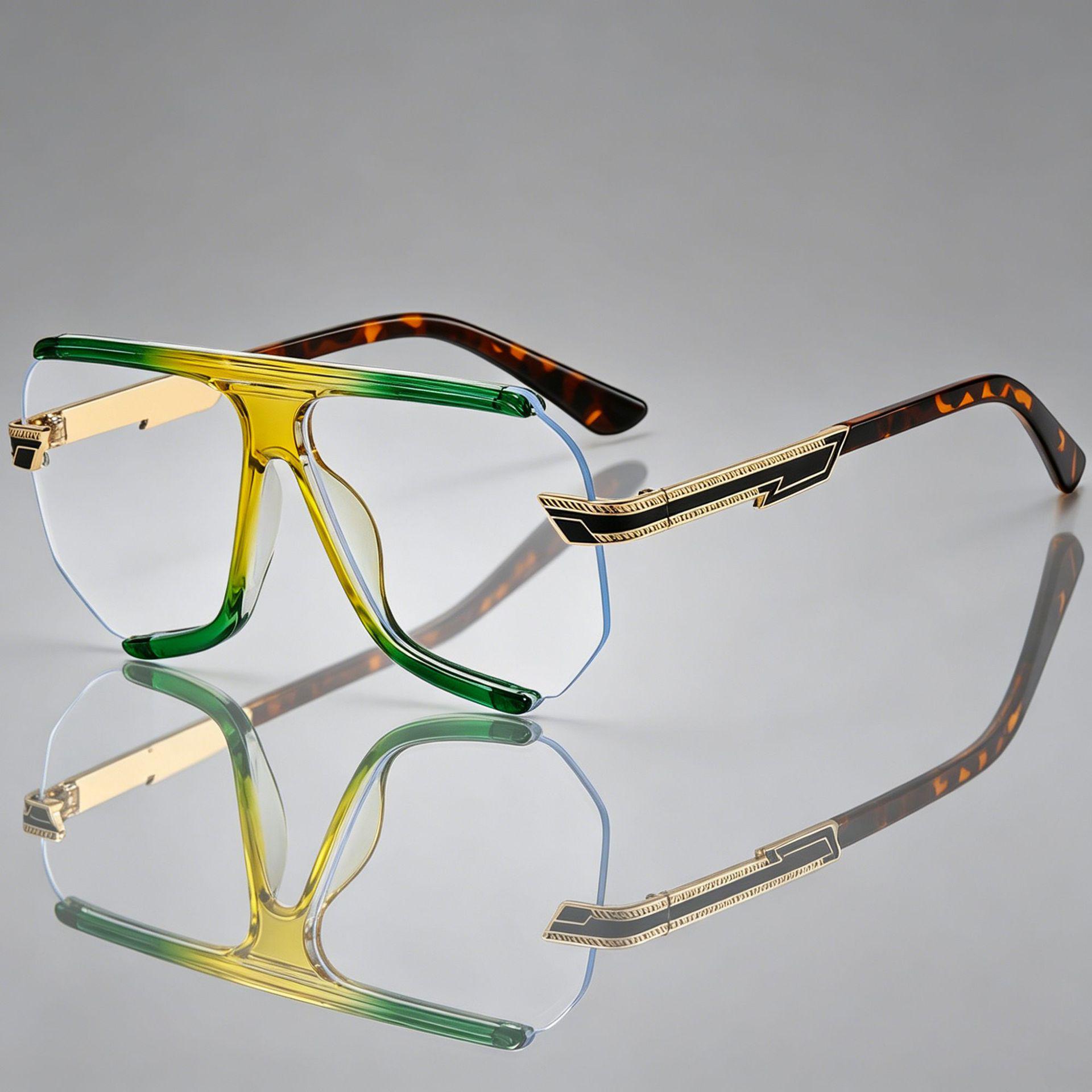 European Retro Polygonal Color-Block Large Frame Clear Lens Fashion Eyeglasses M6281