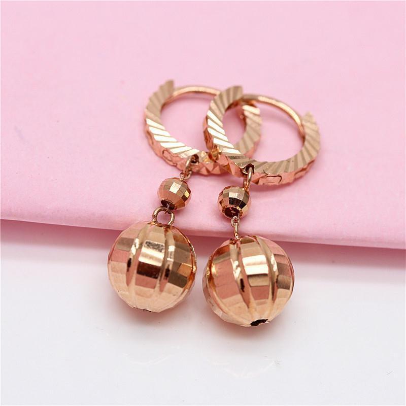 Purple Gold Candy Ball Earrings Women'S Fashion Temperament Foreign Gas Plated Rose Gold Earrings