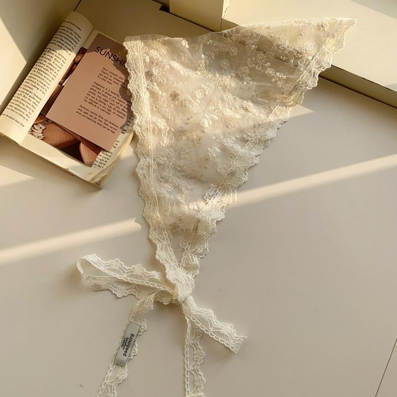 Women S White Lace Tie Triangle Scarf For Jeans Decoration