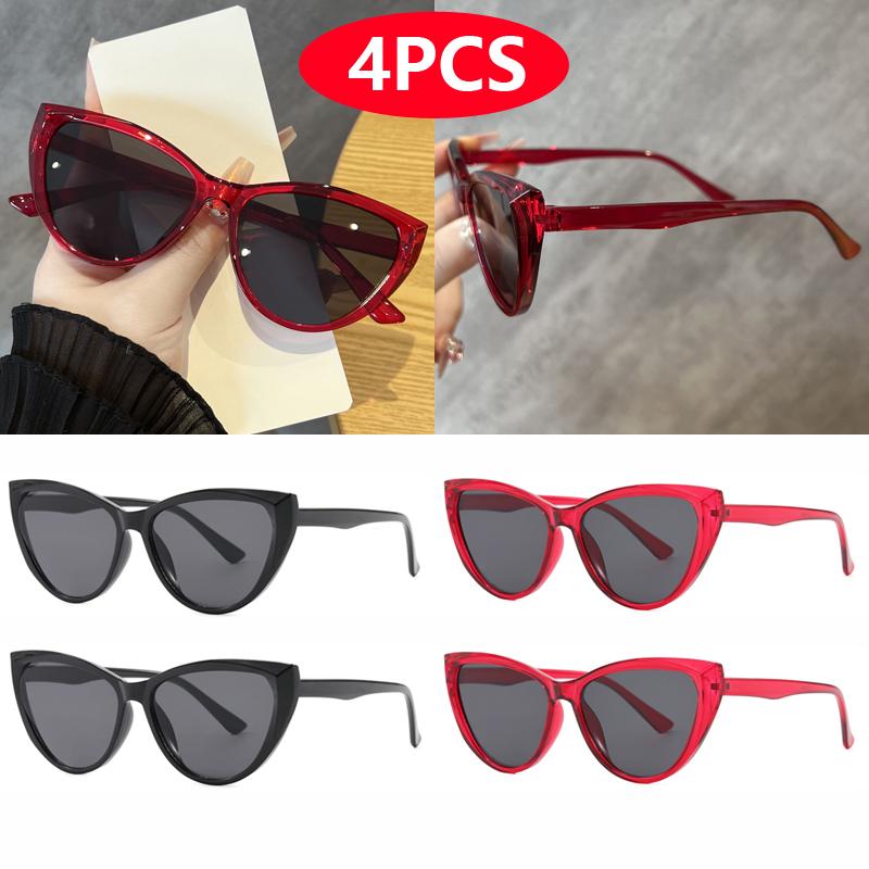 Car Sun Glasses 4 Pack Large Frame Cat Eye Sunglasses Women Men New Fashion Retro Glasses Brand Eyeglasses Unisex UV400