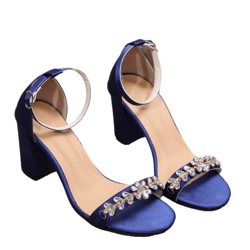 Fashion Crystal Women High Heels Sandals Chunky Summer Shoes Designer 2025 Trend New Fashion Slippers Luxury Dress Party Woman Pumps