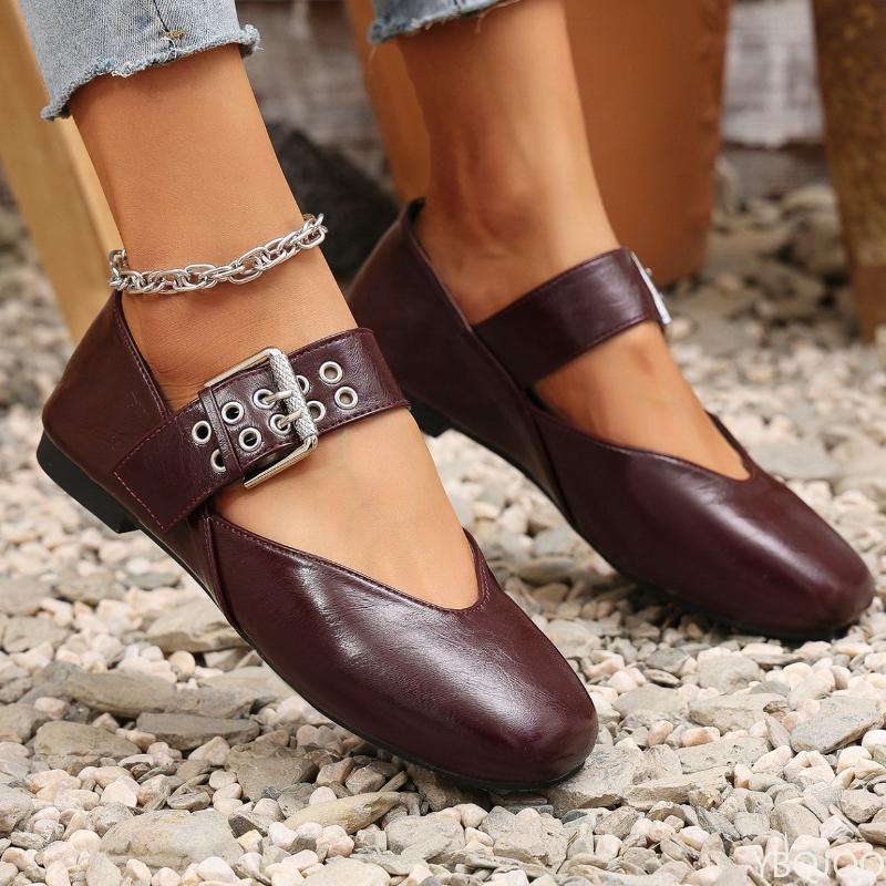 Retro Women's Single Shoes Spring New Buckle Flat Bottom Design Mary Jane Single Shoes Women Zapatos De Mujer Platform