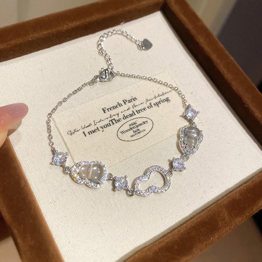 Minimalist Zircon Gourd Bracelet & Necklace Set - Elegant Women s Clavicle Chain Jewelry