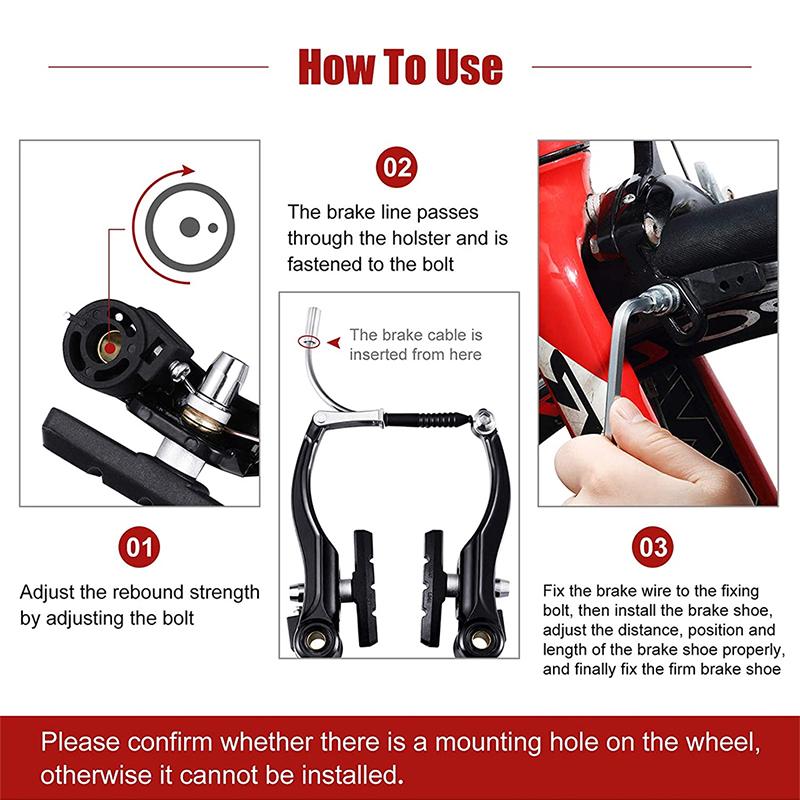 Bike V Brake Set Bike Front Rear V Brake Set Aluminum Alloy Mountain Road Bike V Brake Pads And Levers Set Riding Accessories
