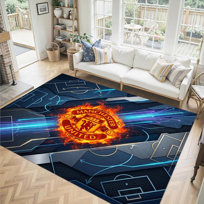 Manchester United Design Crystal Velvet Carpet Cozy Non?Slip Printed Rug For Bedroom Living Room Entrance