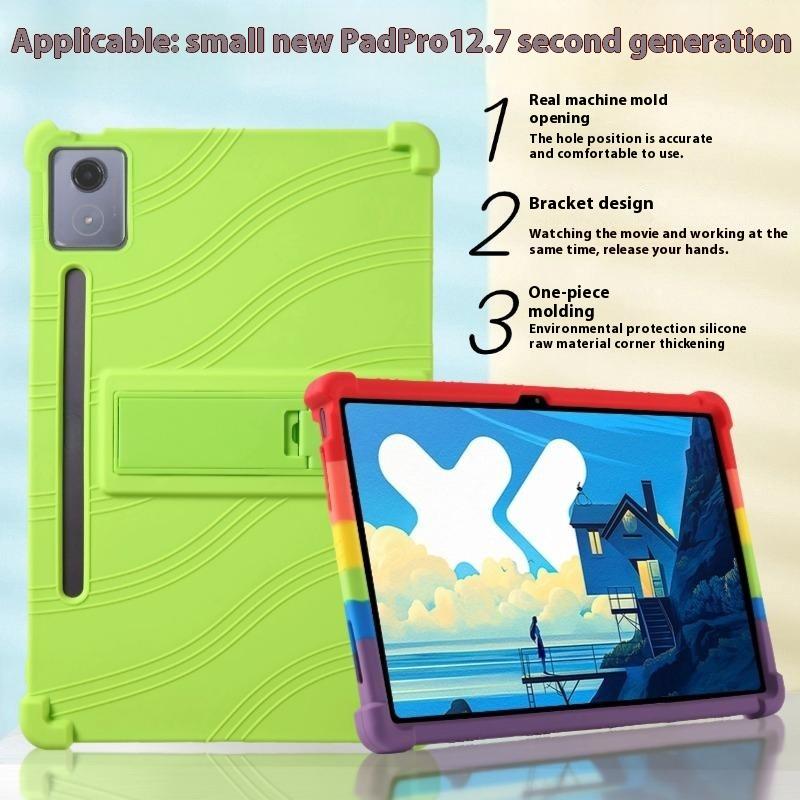 Για Lenovo Xiaoxin Pad Pro 12.7 ιντσών/Pad Pro 12.7 (2025) Θήκη σιλικόνης με βάση στήριξης, ανθεκτικό προστατευτικό κάλυμμα