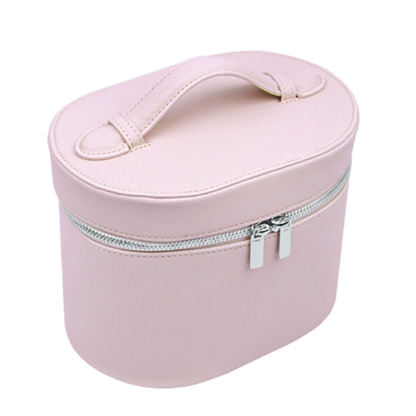 Grande Trousse de Maquillage de Voyage Portative Boîtier de Rangement Cosmétique avec Poignée Doublure Amovible Pochette de Toilette en PU pour Femmes Filles