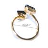 Unregelmäßiger Roher Stein Offener Ring für Damen Goldfarben Beschichtet Roher Turmalin Finger Schmuck Schwarzer Turmalin Verstellbar