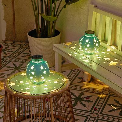 Outdoor Star Solar Lantern Waterproof Garden Light with Star Hollow Design Warm