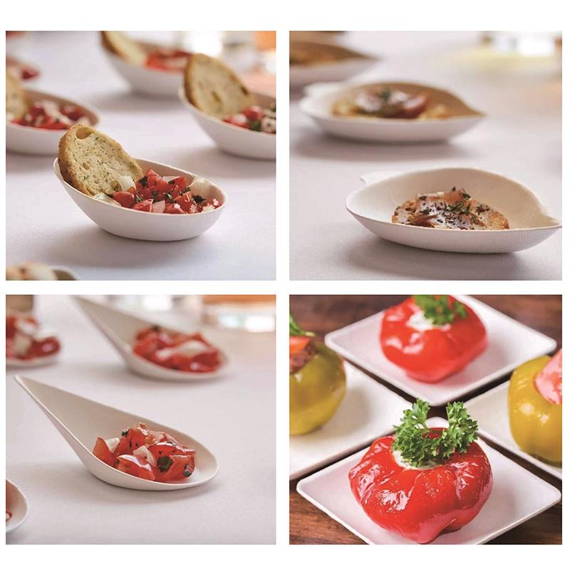 25 Peças Pratos de Degustação Pratos Descartáveis - Compostáveis em Casa Micro-ondas e Congeláveis Saco Branco Polpa de Cana Alimentos