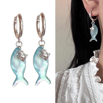 Ocean Inspired Blue Fish Dangle Earrings Lightweight Fashion Ear Accessories Comfortable Wear Jewelry for Women Girls
