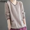Women's Fashion Casual Spring Autumn Solid Color Print Long Sleeve V-Neck Blouses & Shirts