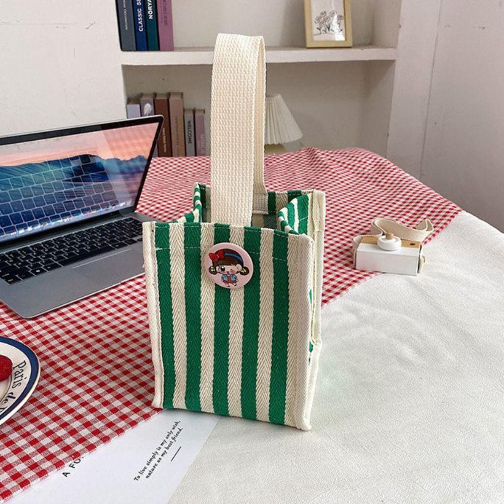 With Short Handle Messenger Bag Striped Lunch Bag Casual Purse  Picnic