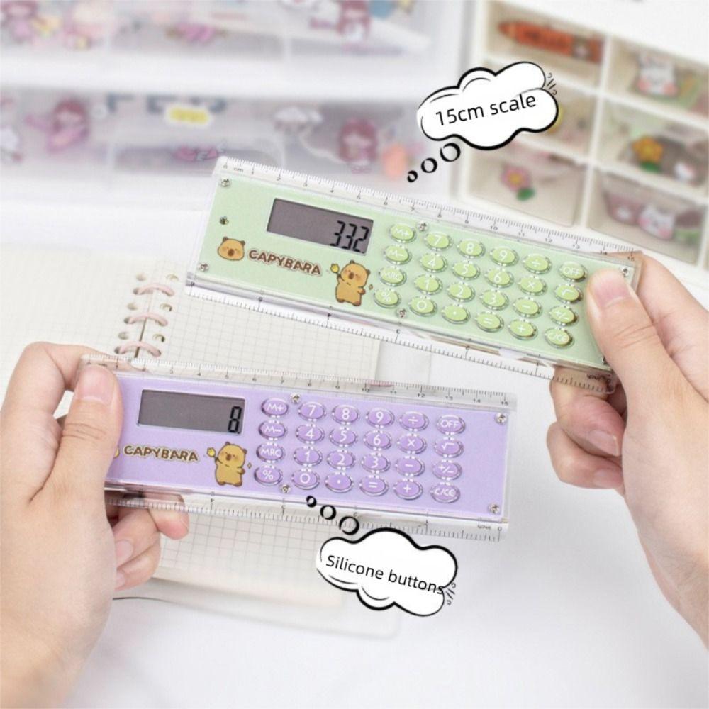 Mini Ruler Calculator 8-digit Measuring Ruler New Straightedge Students