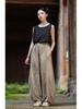 Damen-Retro-Leinenhose mit Batikmuster und weitem Bein im Laternen-Stil