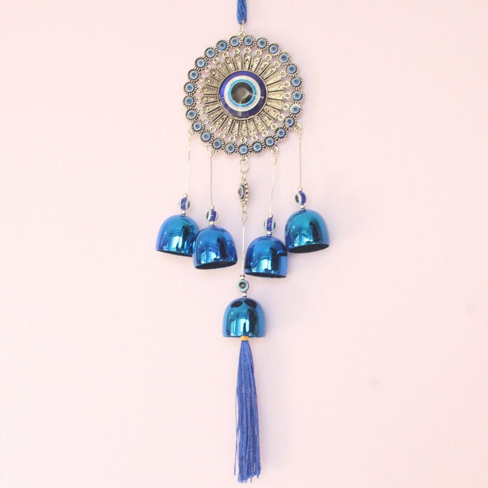 Wall Decor Feng Shui Hanging Bell Flower Plate Blue Eye Wind Chime  Courtyard Decoration