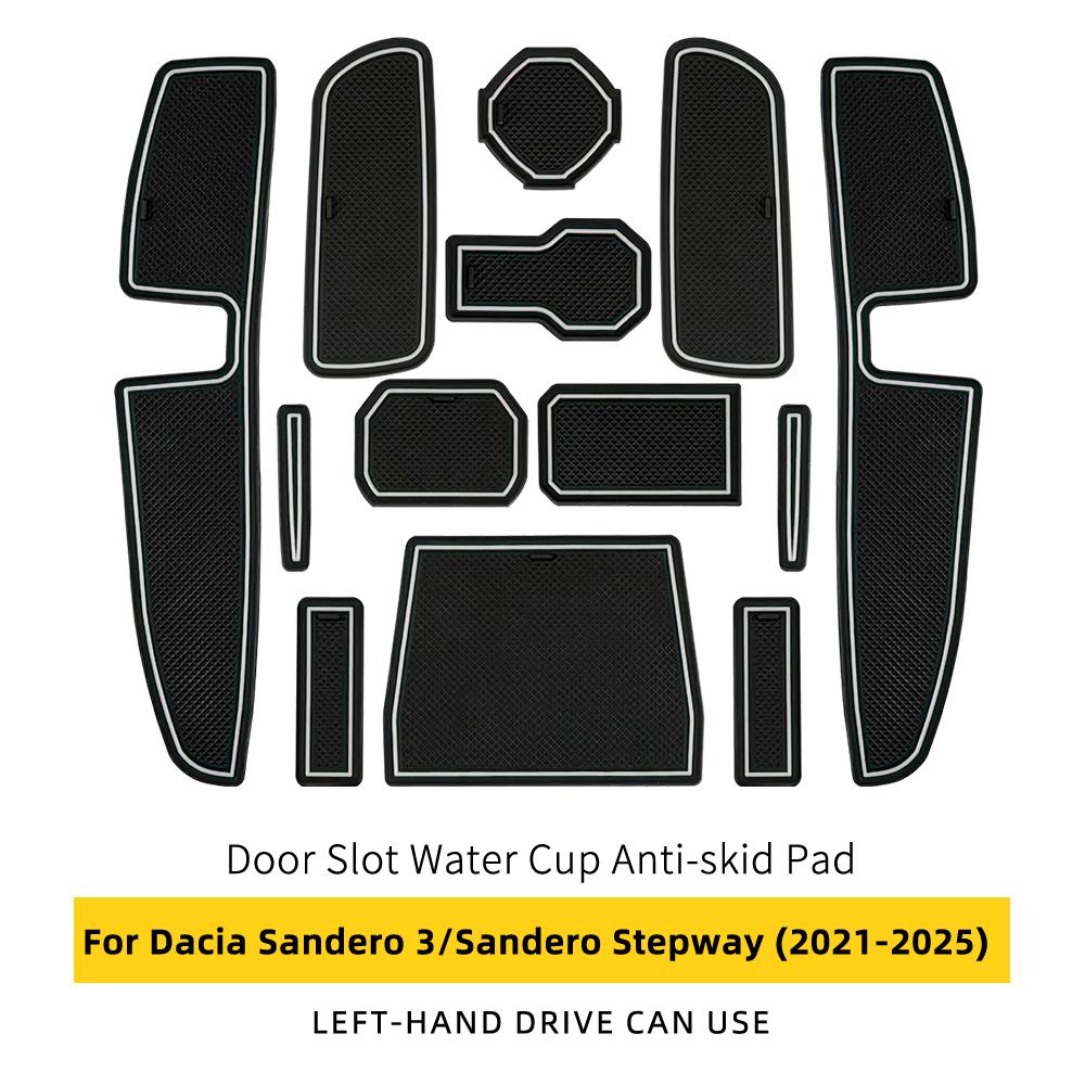 

Anti-slip Slot Pad for Dacia Sandero 3 / Sandero Stepway III 2021 2022 2023 2024 2025 Car Door Groove Mat Interior Accessories білий