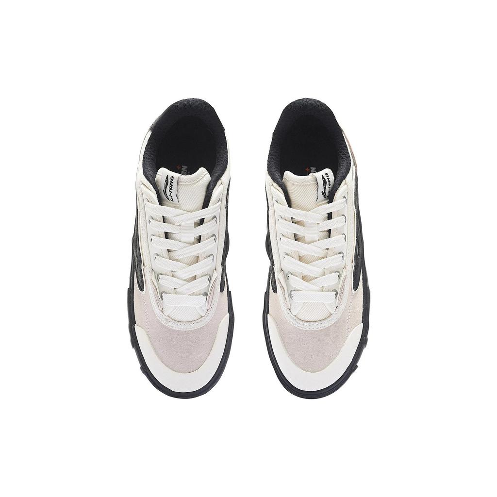 New Steven Harrington x LiNing Slip Resistant Cushioning Abrasion Resistant Low Top Skateboard Shoes Women's White Black AECS072-2