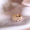 Exquisite French Zircon Pearl Double Layer Geometric Open Ring for Women - Luxurious and Unique Design