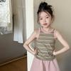 Børn Piger Koreansk Stil Stribet Ærmeløs Rund Hals Afslappet Tank Top