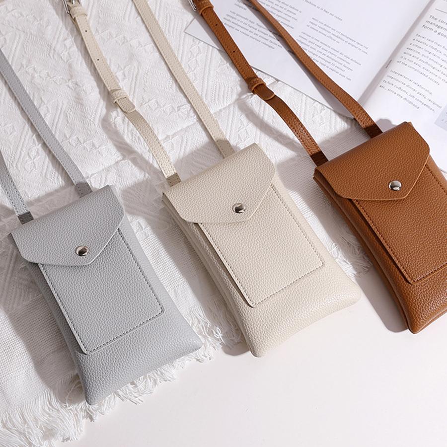 Women Bags Lychee Pattern Soft Leather Wallets Cell Phe Purse Flap Crossbody Shoulder Strap Handbag for Female Daily Bags Sac