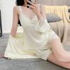 Summer thin women's sexy ice silk suspender shorts spring and autumn lace pajama set nightgown silk loungewear