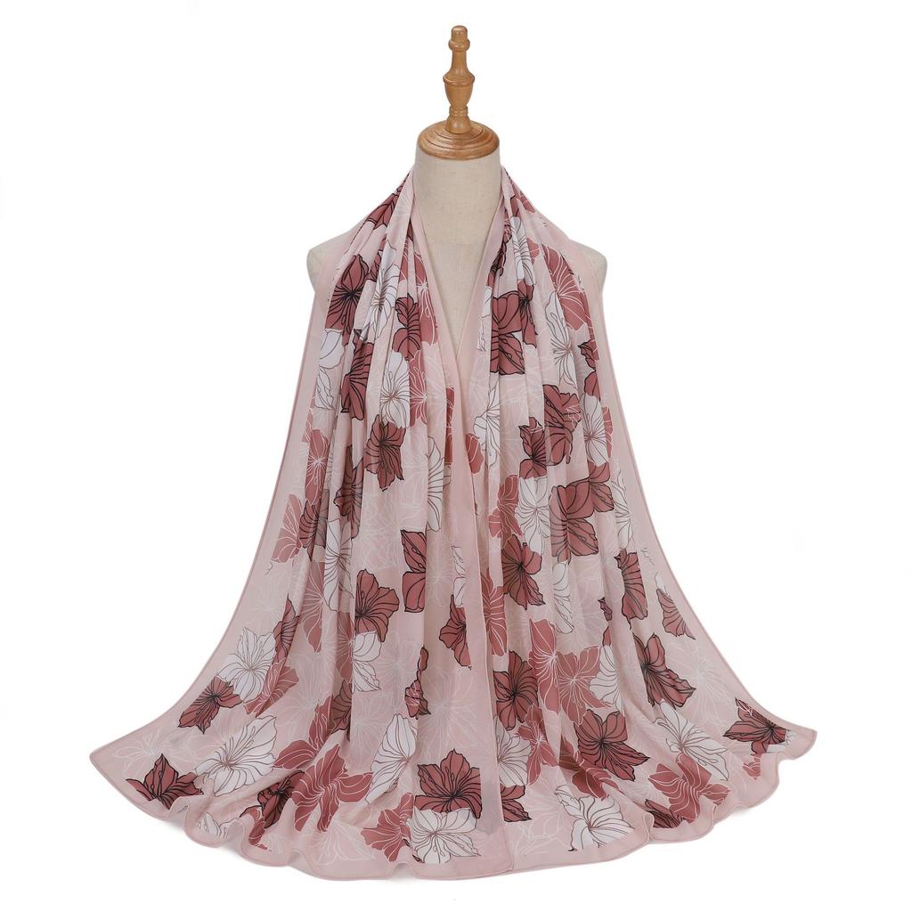 New Designs Printed Hijab Chiffon Scarfs For Women Scarves Muslim Fashion Turbans Malaysian Muslim Hijabs Wraps Ramadan Turban