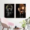 African Art Black and Gold Woman Oil Painting On Canvas Picture for Living Room Contemplator Posters and Prints Scandinavian