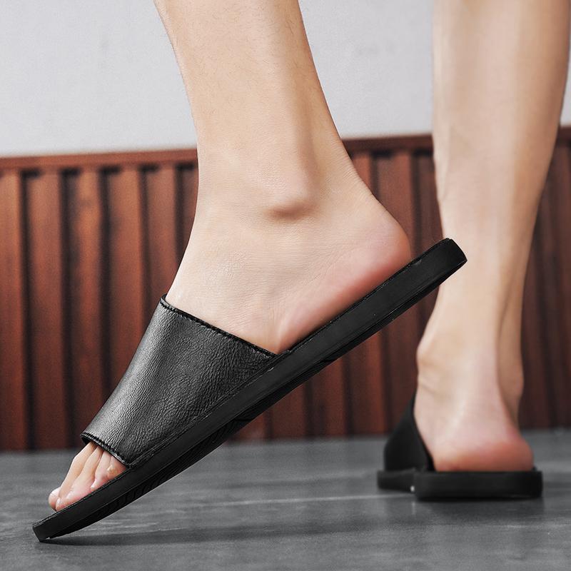 Men Slippers Handmade Simple Flats Gladiator Sandals Outdoor Summer Roman Sandals Open Toe Beach Shoes Plus Size