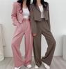 Women's Khaki Summer Suit Set: High Waist, Slimming Straight-Leg Pants, Professional Slim Fit, Versatile Temperament