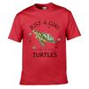 Just A Girl Who Loves Turtles Sea Turtle Hearts Unisex Summer Washed Tee Loose Distressed Top