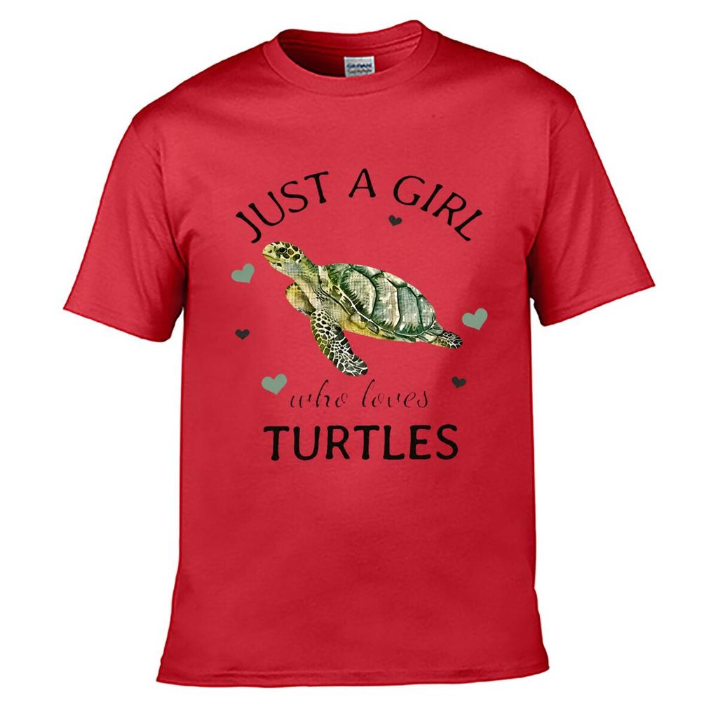Just A Girl Who Loves Turtles Sea Turtle Hearts Unisex Summer Washed Tee Loose Distressed Top
