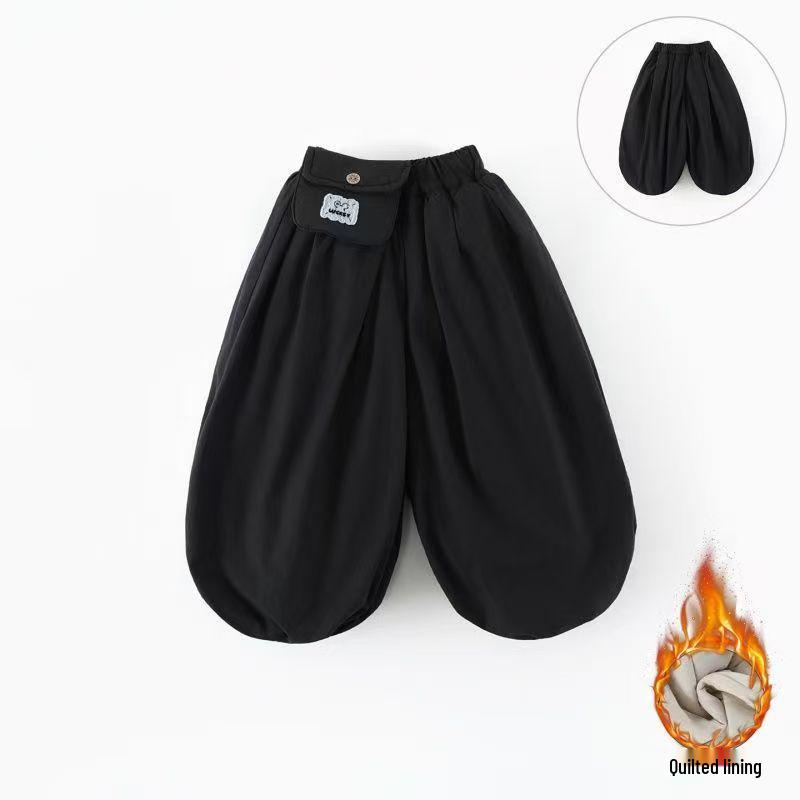 

Kids 2025 Winter Wide-Leg Cotton Pants - Boys Korean Style with Cozy Padding and Adjustable Waist 130 cm