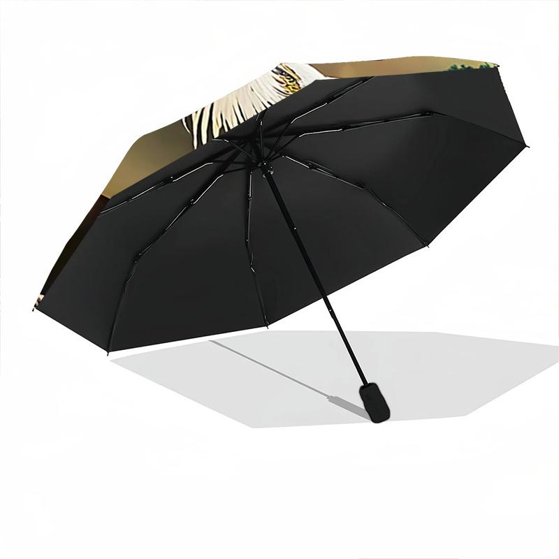 1pc Full Moon Crane Design Automatic Opening/Closing Umbrella with Foldable Design, Iron Frame, Outdoor Use, Festival Gift, Suitable for Fans, Tr