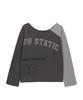 Saendeulig One Shoulder Color Block T-Shirt_Brown