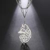 Vintage Celtics Knot Fox Pendant Necklace Viking Animal Loki Dragon Nordic Amulet Stainless Steel Jewelry Gift for Men Women