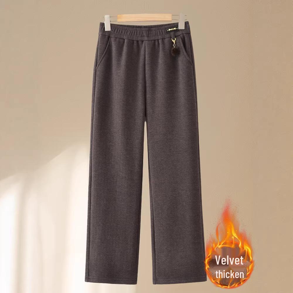 

Mom’s Fleece-Lined Straight-Leg Winter Trousers for Middle-Aged & Elderly Women XL (80-105 jin)