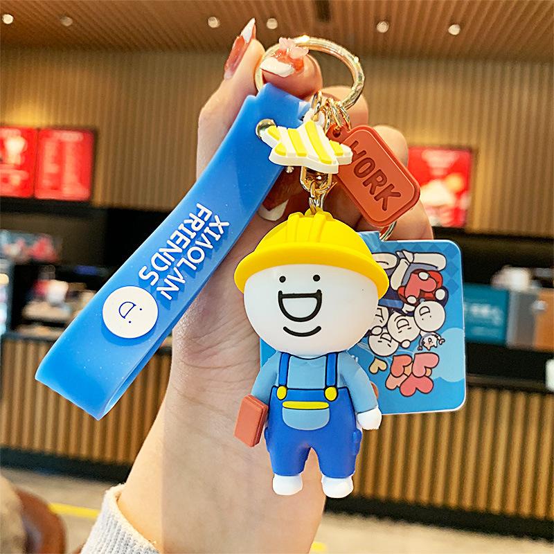 Cartoon Little Blue And His Friends Keychain Pendant Cute Student Bag Pendant Small Gift opp bag packaging