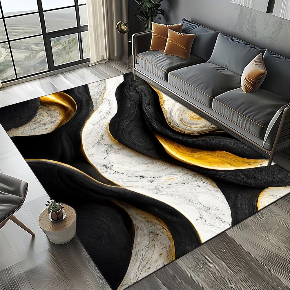 27 Styl Nowa Moda Marmur Czarny Biały Złoty Kamień Dywanik Dywan do Salonu Sypialni Dekoracja Domowa Sofa, Mata Podłogowa Antypoślizgowa