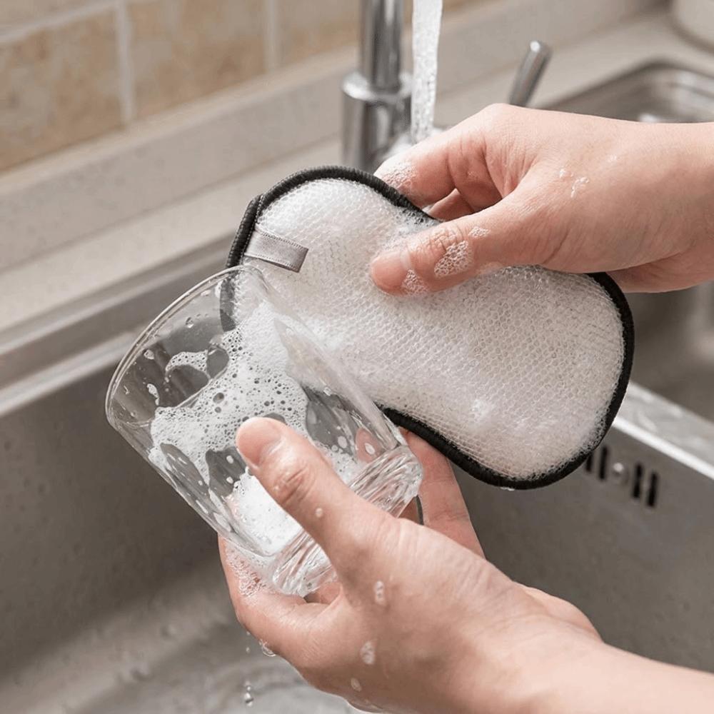 3/6PCS Microfiber Double-Sided Dishcloth Thickened Cleaning Sponges Reusable Pot Scrubber  Camping