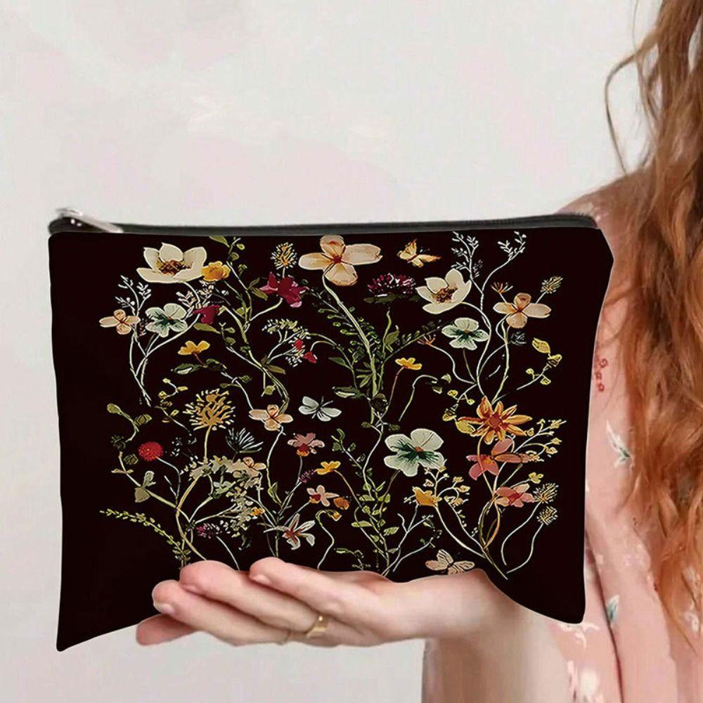 New Canvas Makeup Bag for Women Lightweight Zipper Closure Toiletry Bag Multifunctional Portable Storage Bag Travel Organizer