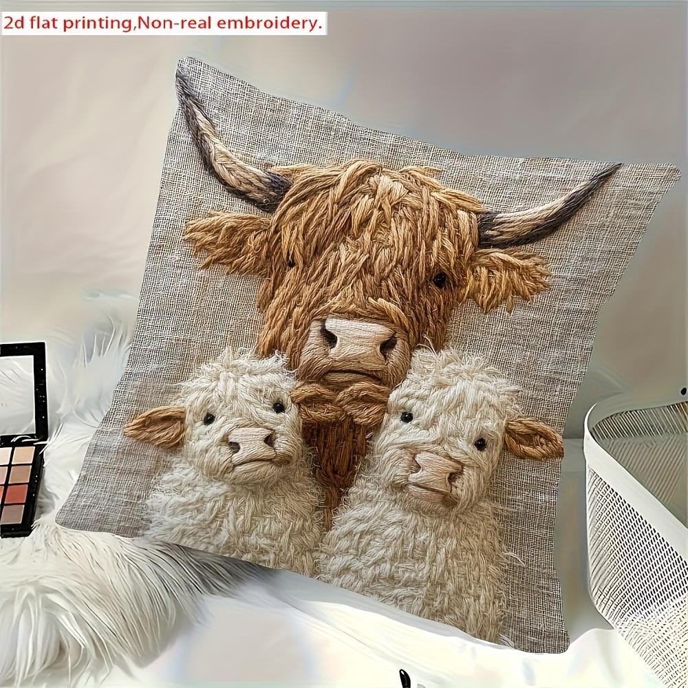 1pc Cute Animal Short Plush Small Cattle and Sheep Pillow Cover Does Not Contain Core Suitable for Living Room Home Decoration Bedside Cushion