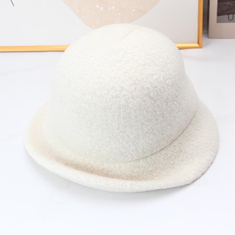 Autumn and winter wool basin hat solid color felt hat foldable crimped bucket hat French wool warm hats