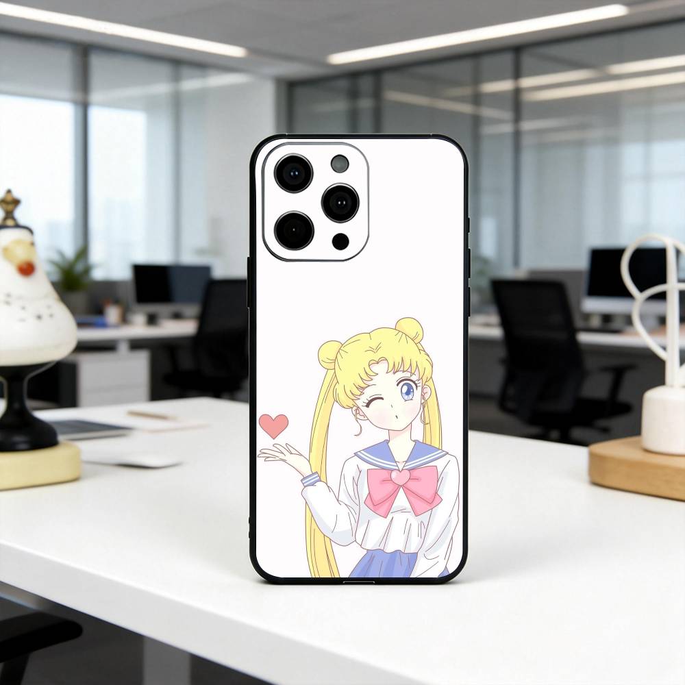 Cartoon S-Sailor M-Moon-es Art Phone Case For iPhone 17, 16,15,14,13,12,11 Plus,Pro Max, Others Soft Black Cover
