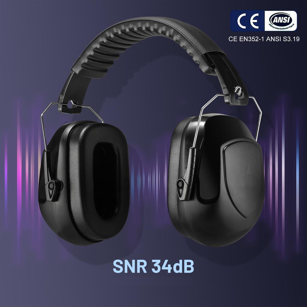 New Anti-Noise Adjustable Head Earmuffs SNR-34dB Ear Protector Ear Muff  for Work Study Shooting Woodwork Hearing Protection