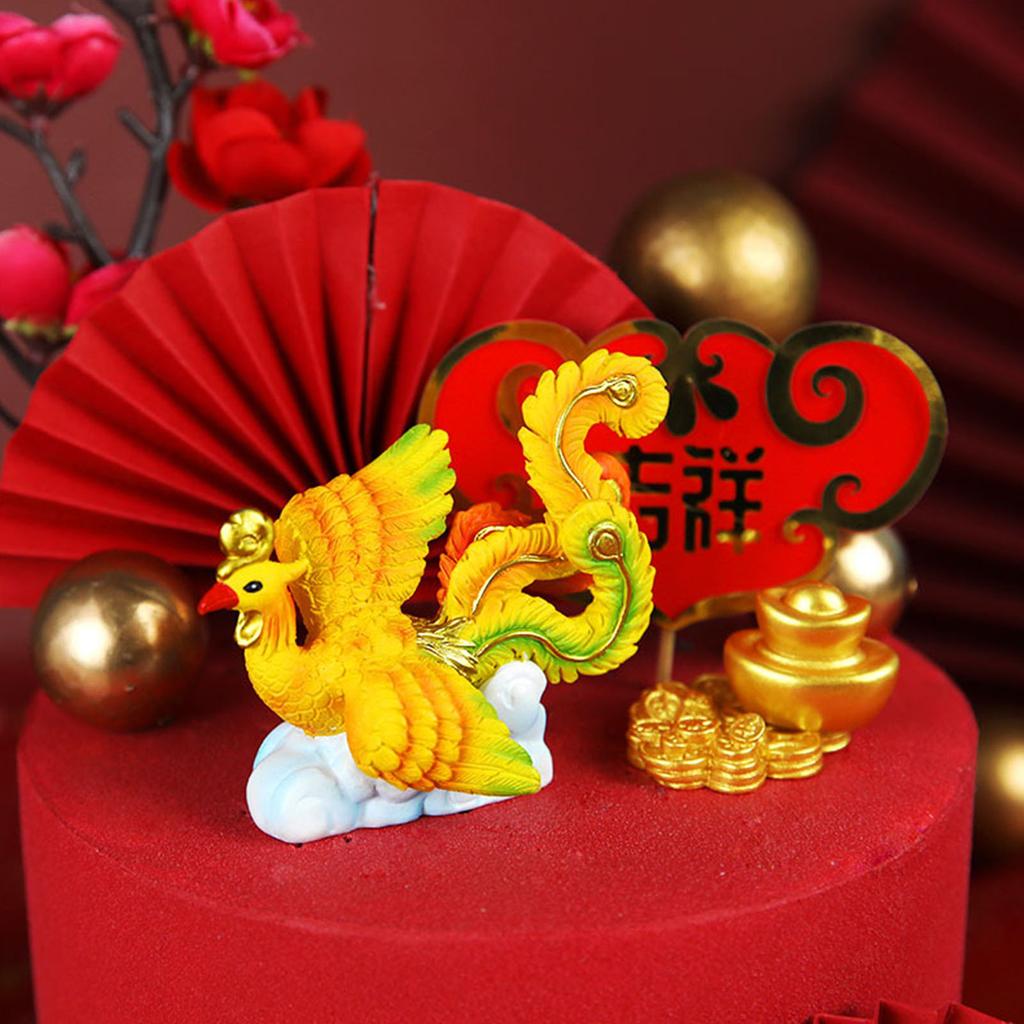 Chinese Style Dragon And Phoenix Chengxiang Resin Ornaments Baking Cake Decoration Celebration New Year Spring Festival Dress