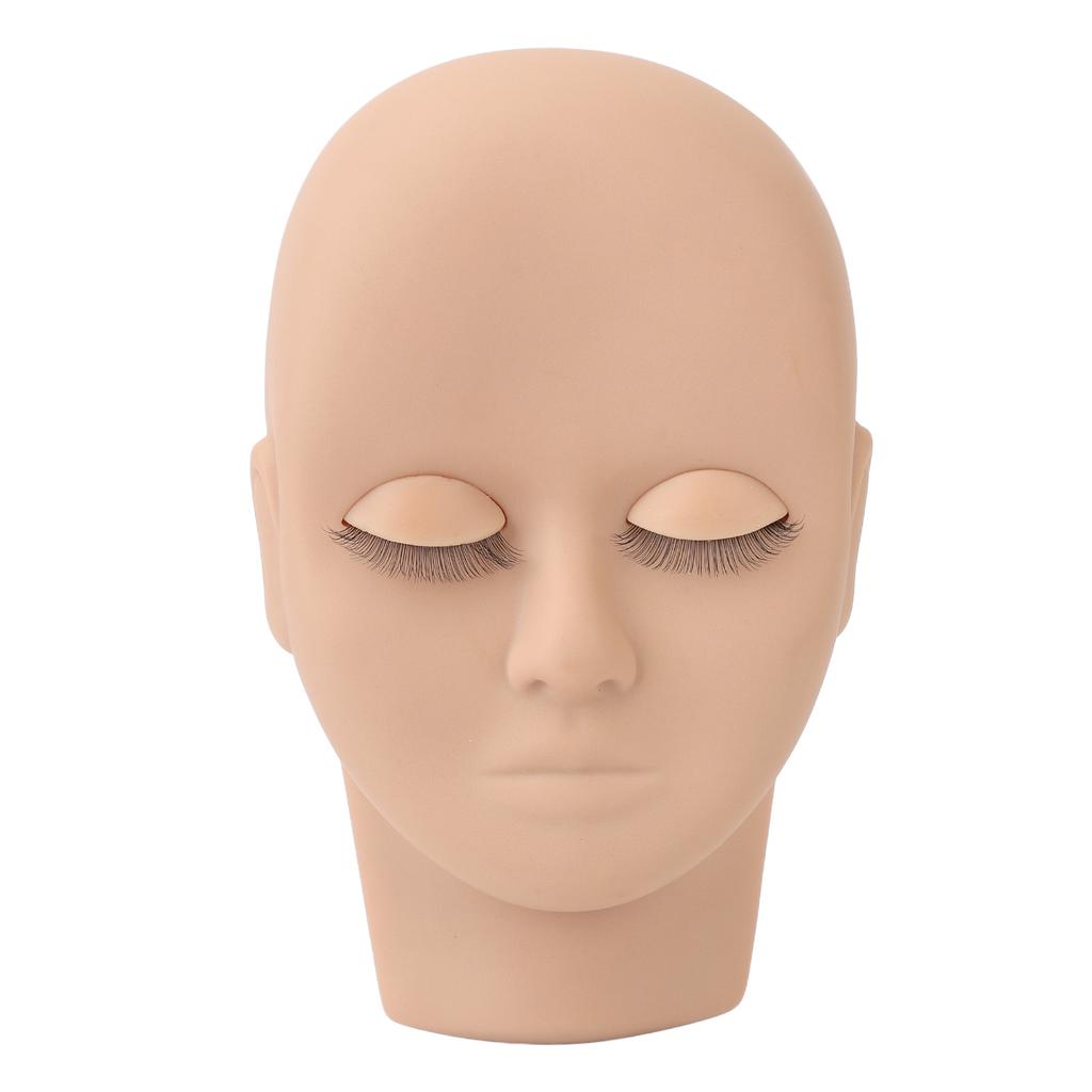 Lash Mannequin Head Makeup Eyelash Extension Practice Doll Head with 3 Pairs Removable Eyelids Double Layer Lashes
