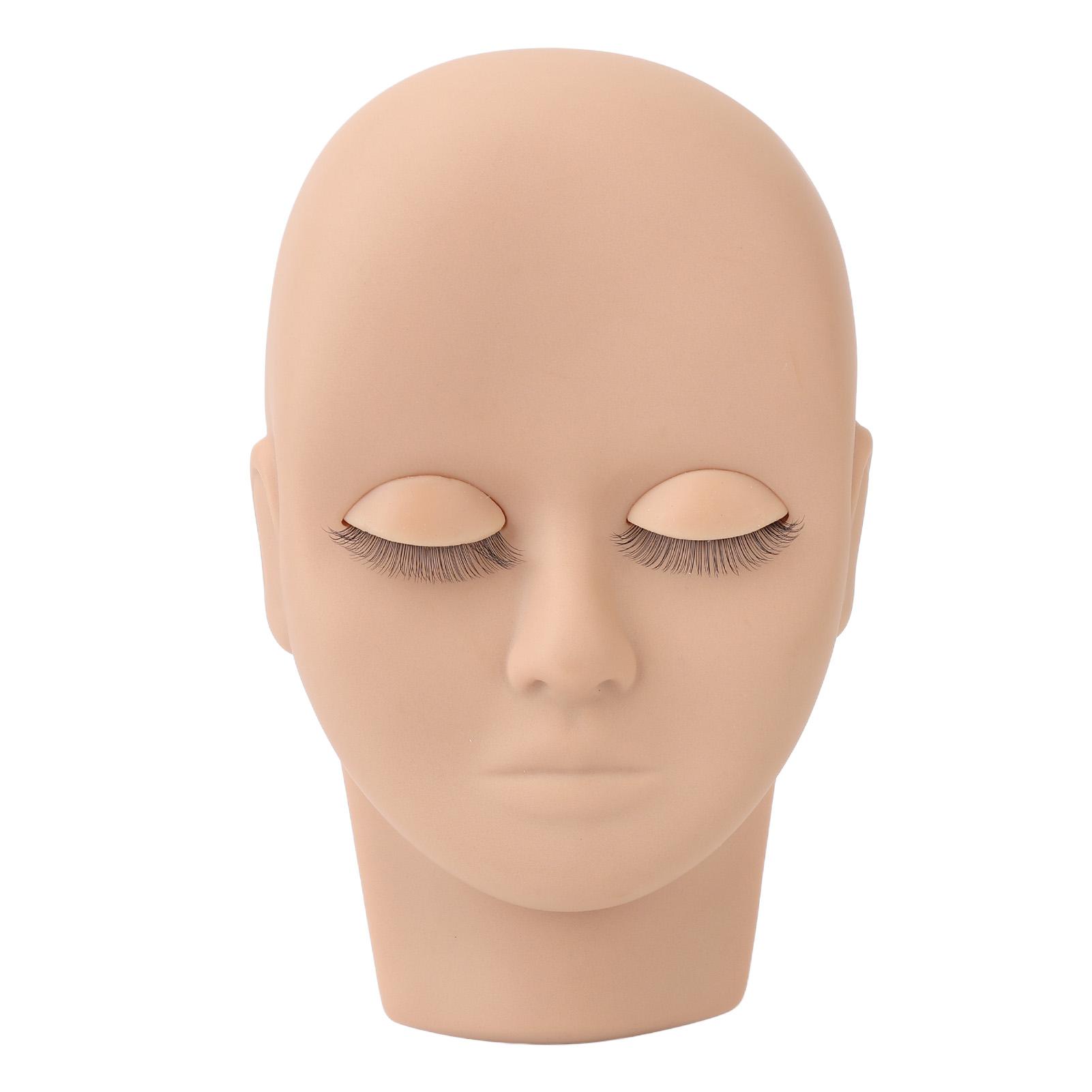 

Голова манекена для наращивания ресниц, кукольная голова для практики макияжа с 3 парами съемных век розовый
