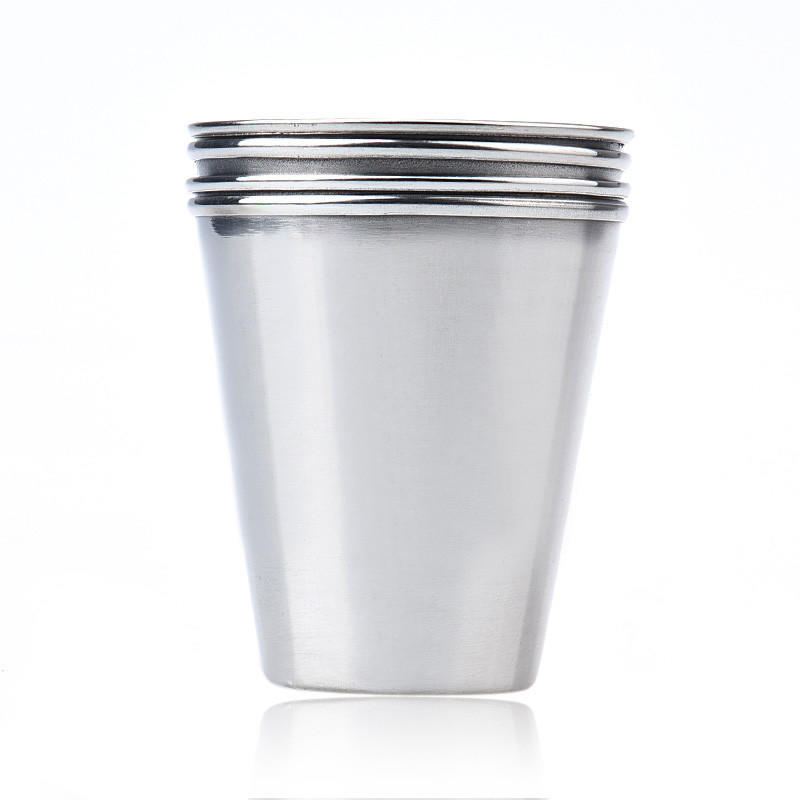 Set of 4 Stainless Steel Cup Mug Drinking Coffee Tea Tumbler Camping